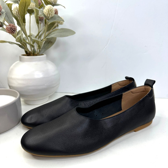 New Everlane The Day Glove Flats Leather Slip On Italian Black Women 10.5 NWOB - Picture 1 of 7
